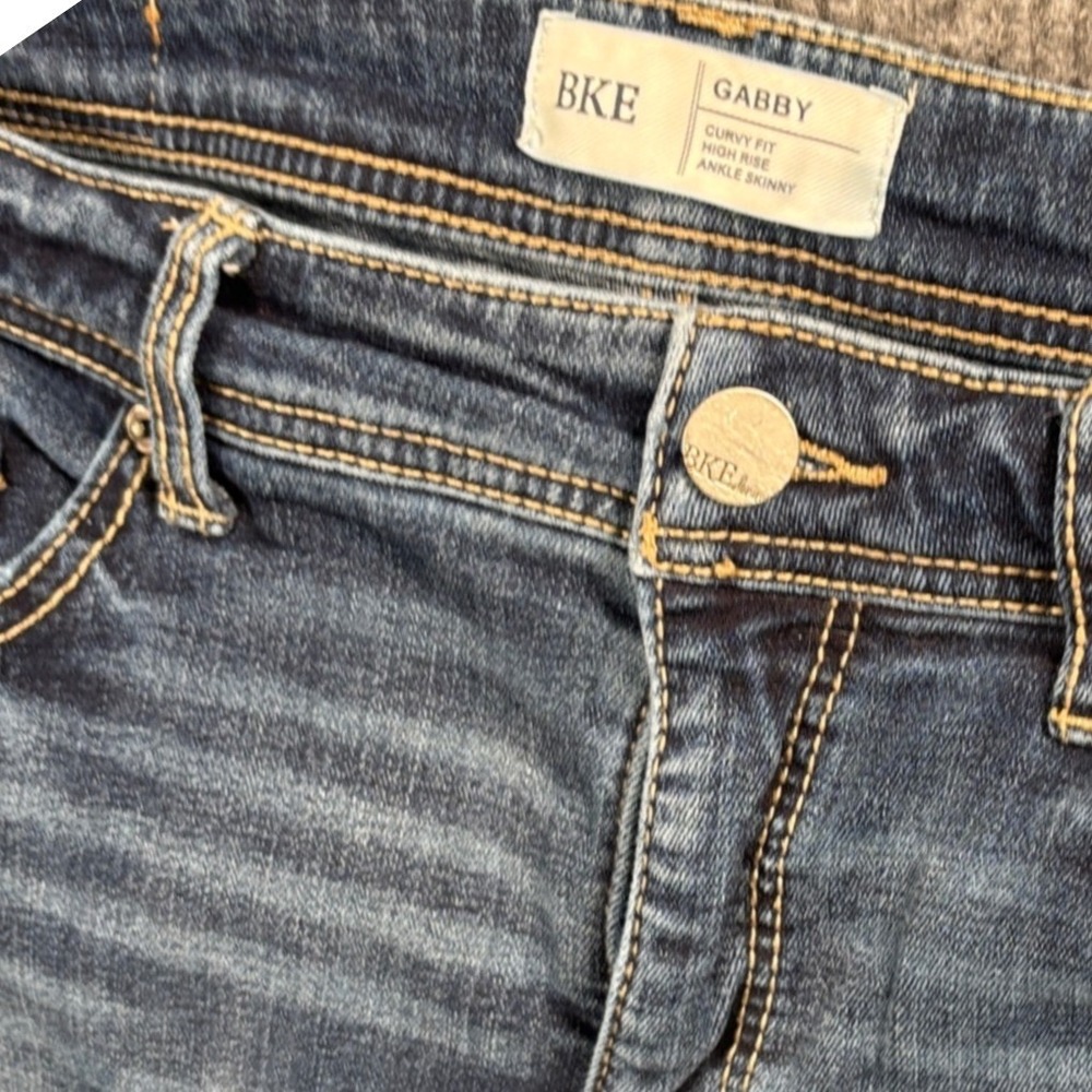 BKE Gabby Ankle Skinny Jeans Womens 31 Blue High Rise Curvy Distressed Hem - Picture 3 of 10